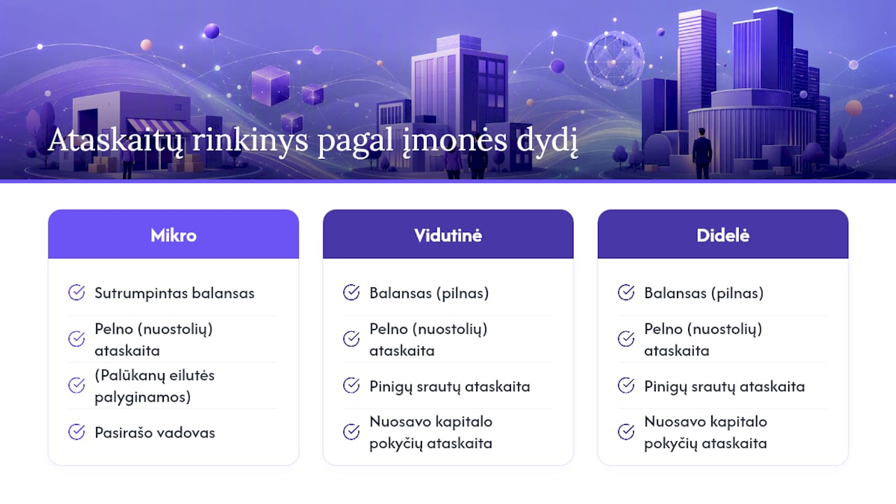 Finansų direktoriaus ataskaitų komponentų ir reikalavimų diagrama