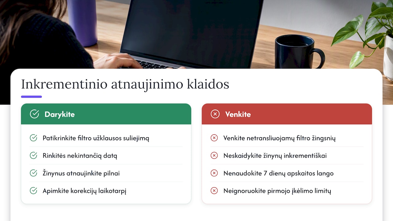 Penkios inkrementinio atnaujinimo klaidos
